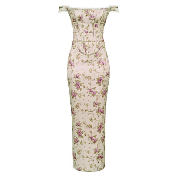 HOUSE OF CB Dresses & Skirts - NEW, HOUSE OF CB Isis Floral Corset Bodice Gown In White floral Sz L #MD1251